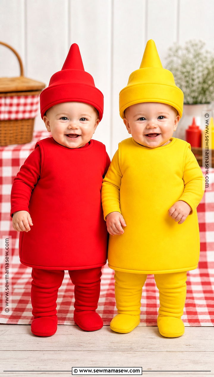 Ketchup And Mustard Twin Baby Costume - 30 twin halloween costumes for babies
