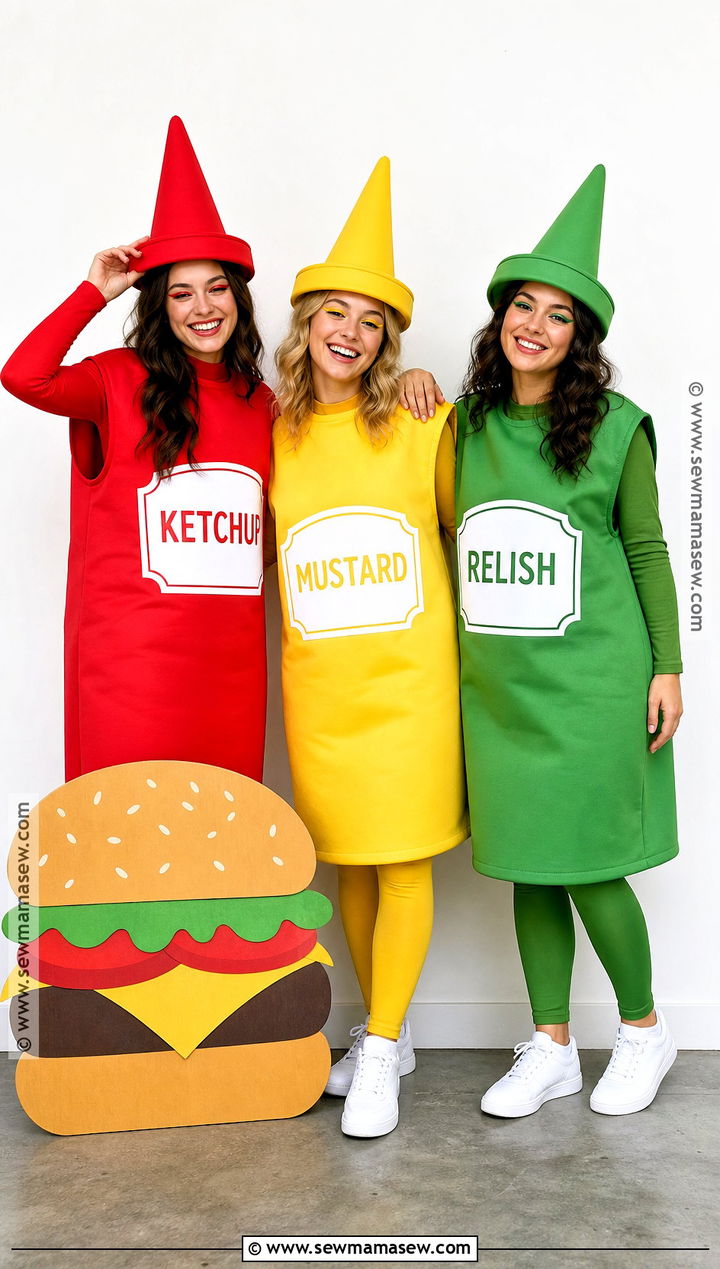 Ketchup Mustard And Relish Trio Costume - 30 Easy Trio Halloween Costumes