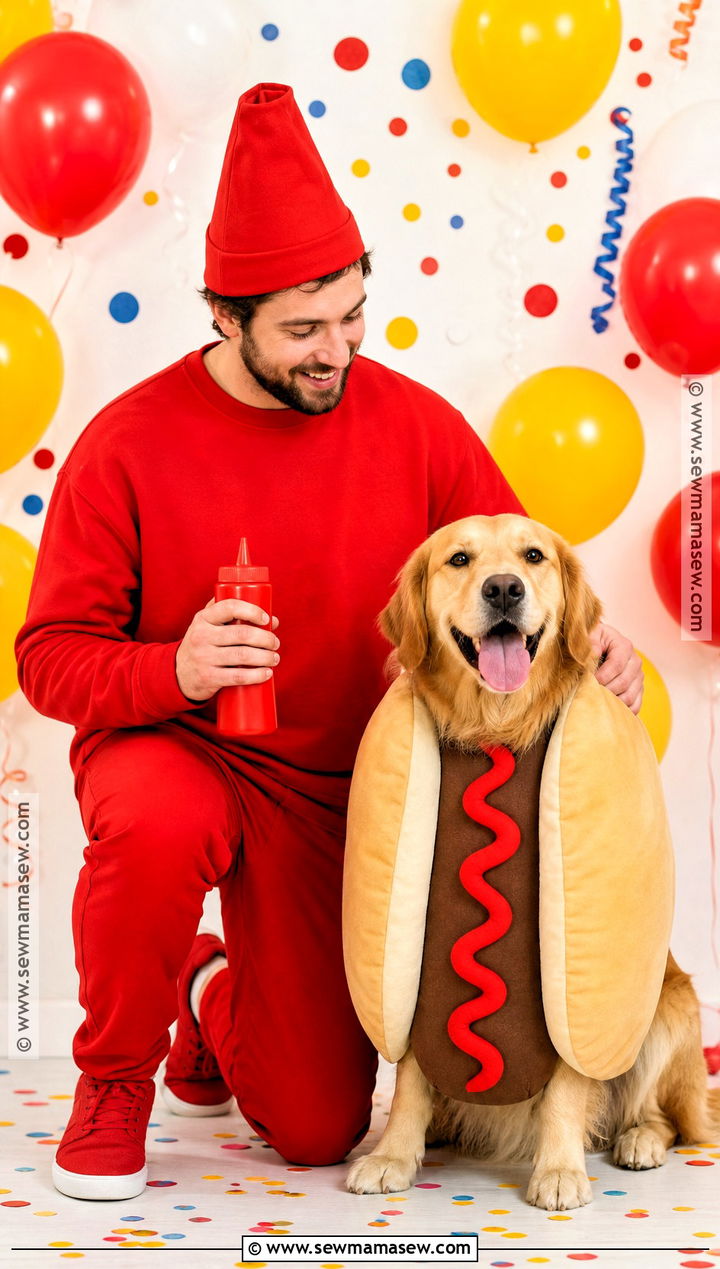 Ketchup and Hot Dog and Owner Costume - 30 dog and owner costumes