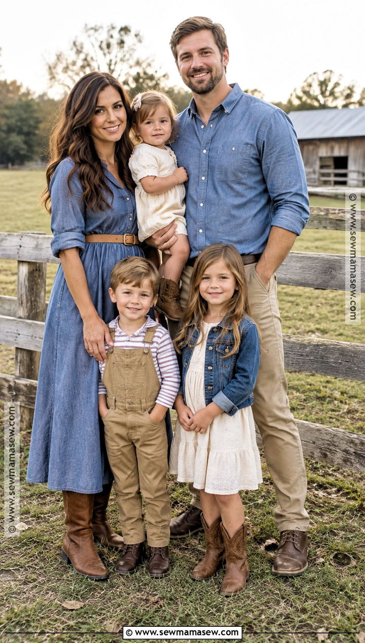 Khaki And Chambray Family Photoshoot Outfit - 25 Fall Photoshoot Outfits for Family