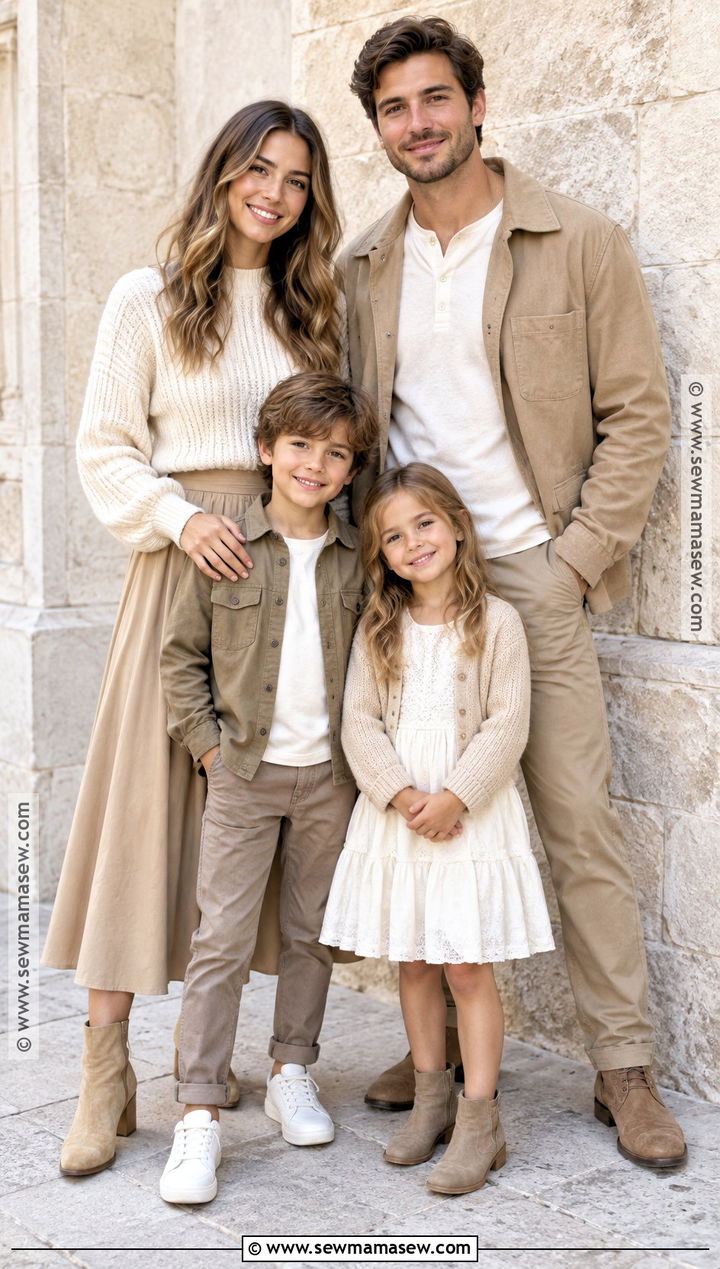 Khaki And Warm White Fall Family Picture Outfits - 20 Neutral Family Picture Outfits Fall