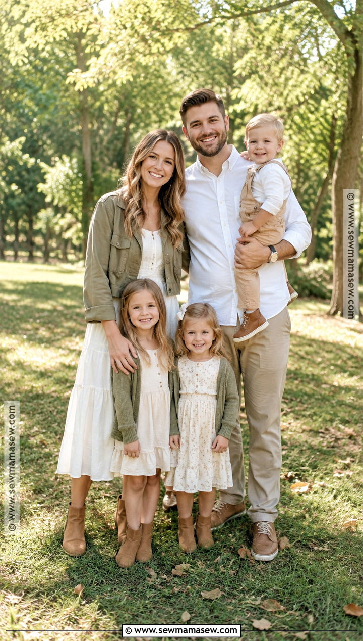 Khaki And White Fall Family Photo Outfits - 20 outdoor family photo outfits fall