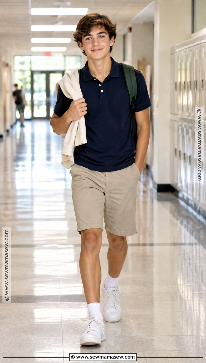 Khaki Bermuda Shorts Outfit - 20 Back To School Shorts Ideas