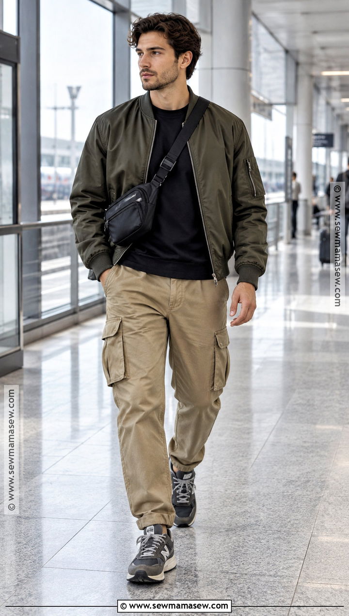 Khaki Cargo Pants With Bomber Jacket - 15 Autumn Pants for Men