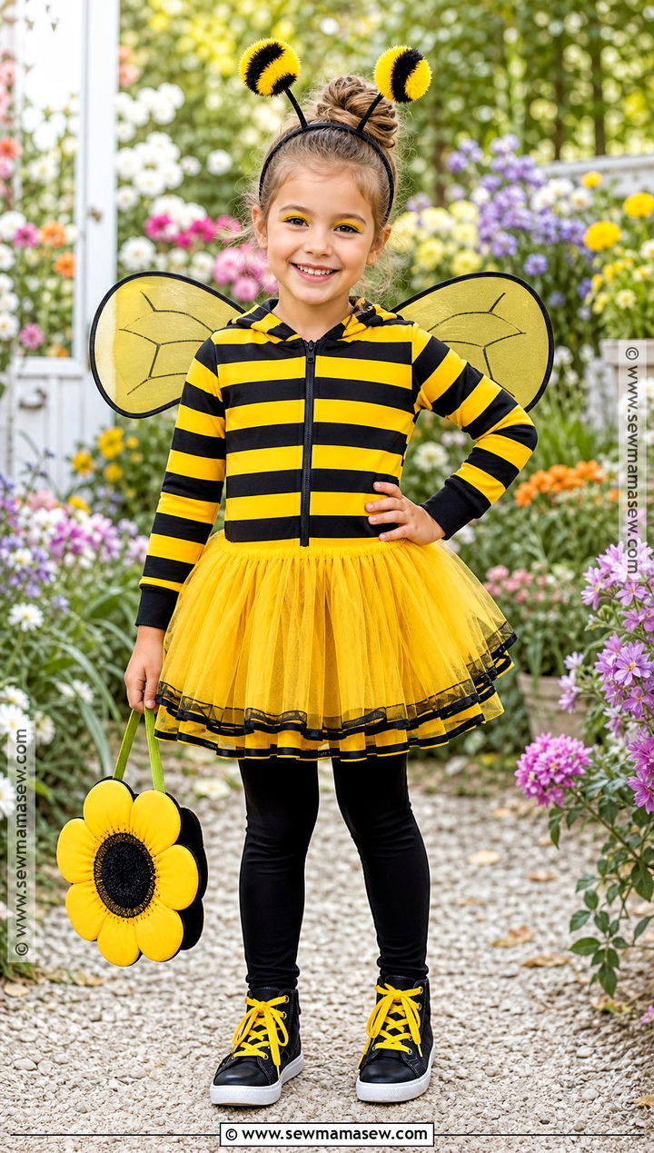 Kid Bumblebee Costume With Striped Hoodie - 30 kid costumes