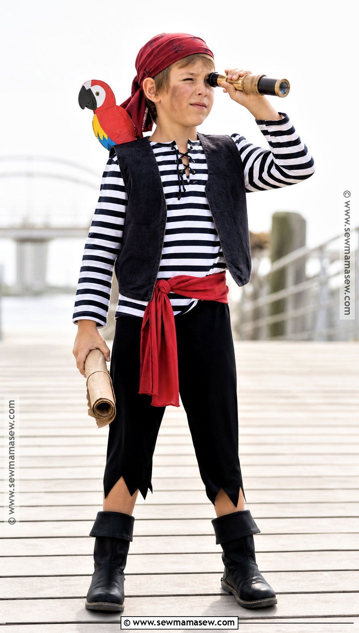 Kid Pirate Costume With Striped Shirt - 30 kid costumes