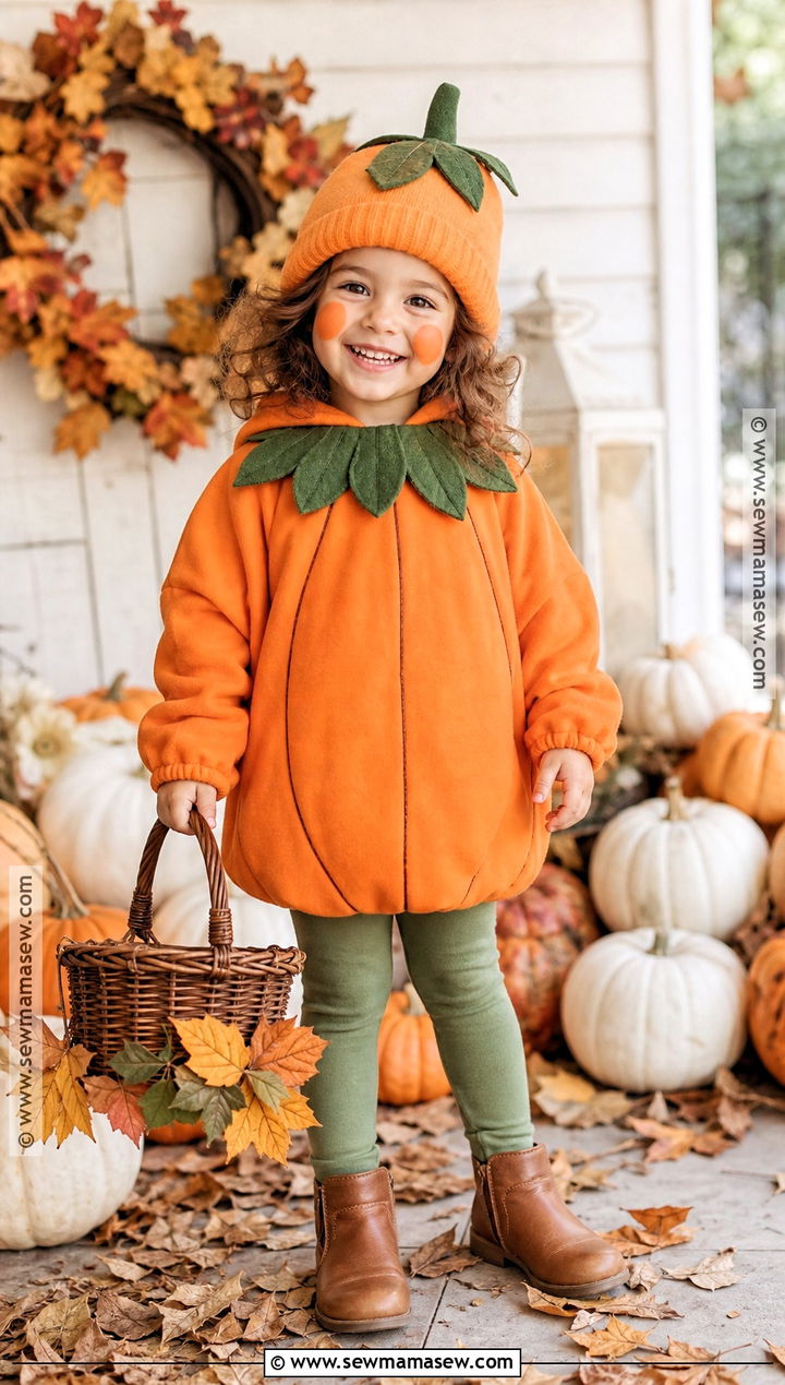 Kid Pumpkin Costume With Orange Hoodie - 30 kid costumes