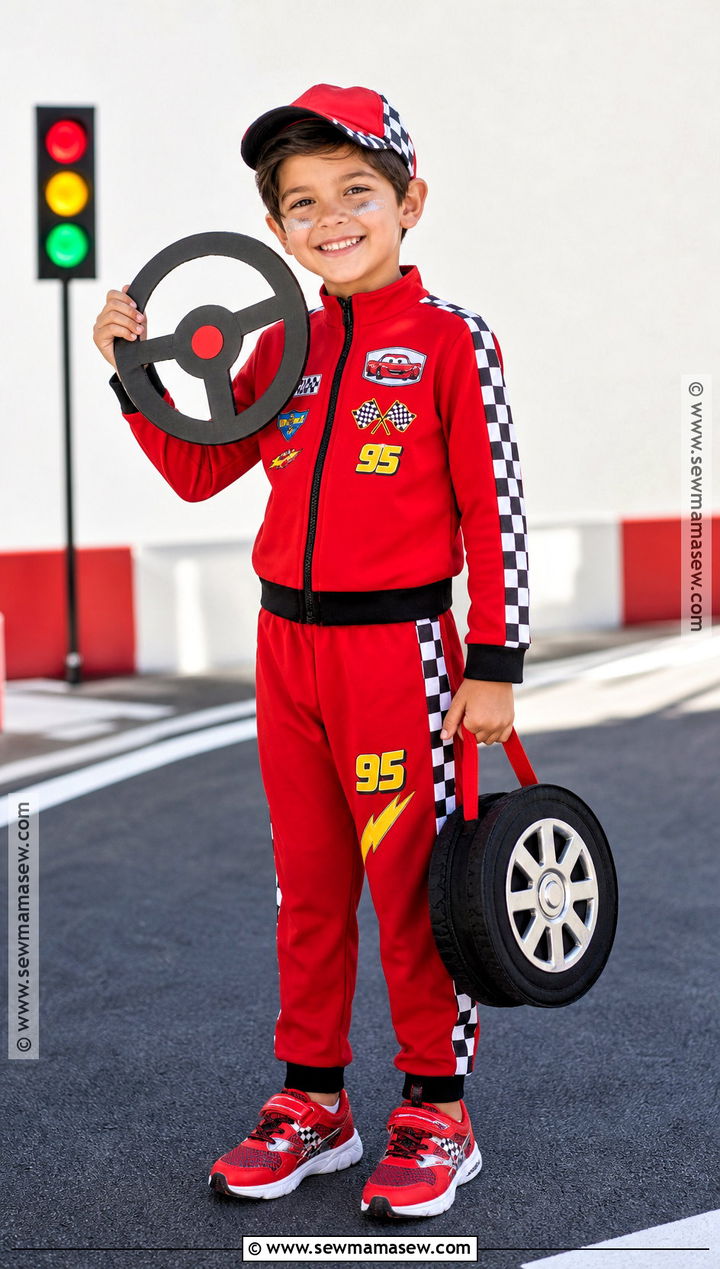 Kid Race Car Driver Costume With Checkered Details - 30 kid costumes