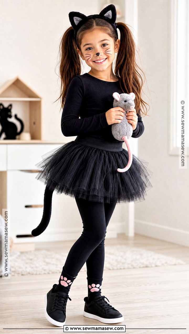 Kids Black Cat Costume With Tulle Tail - 35 kids costume ideas