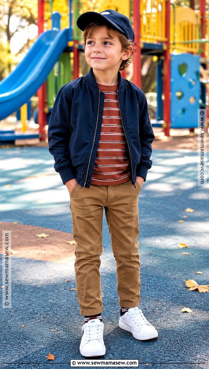 Kids Bomber Jacket And Chinos Autumn Outfit - 25 kids autumn outfits