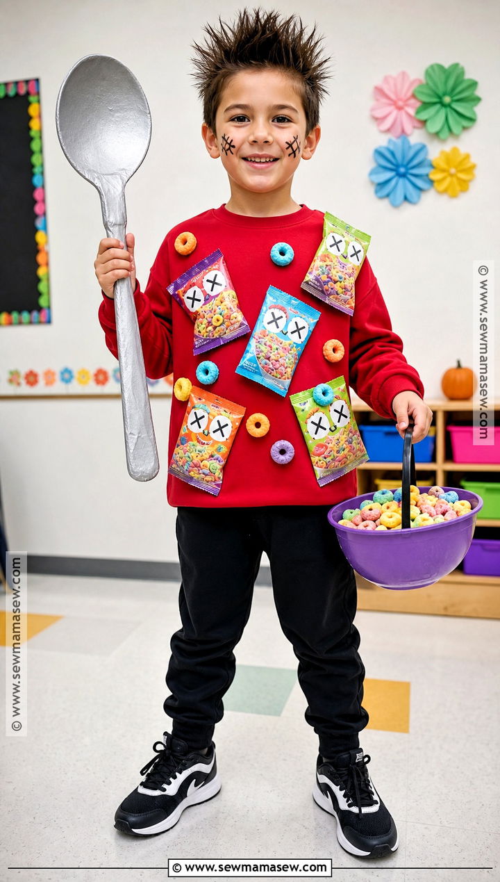 Kids Cereal Killer Costume With Colorful Boxes - 35 cereal killer costume ideas
