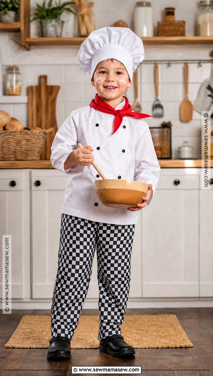 Kids Chef Costume With Checkered Pants - 35 kids halloween costume ideas