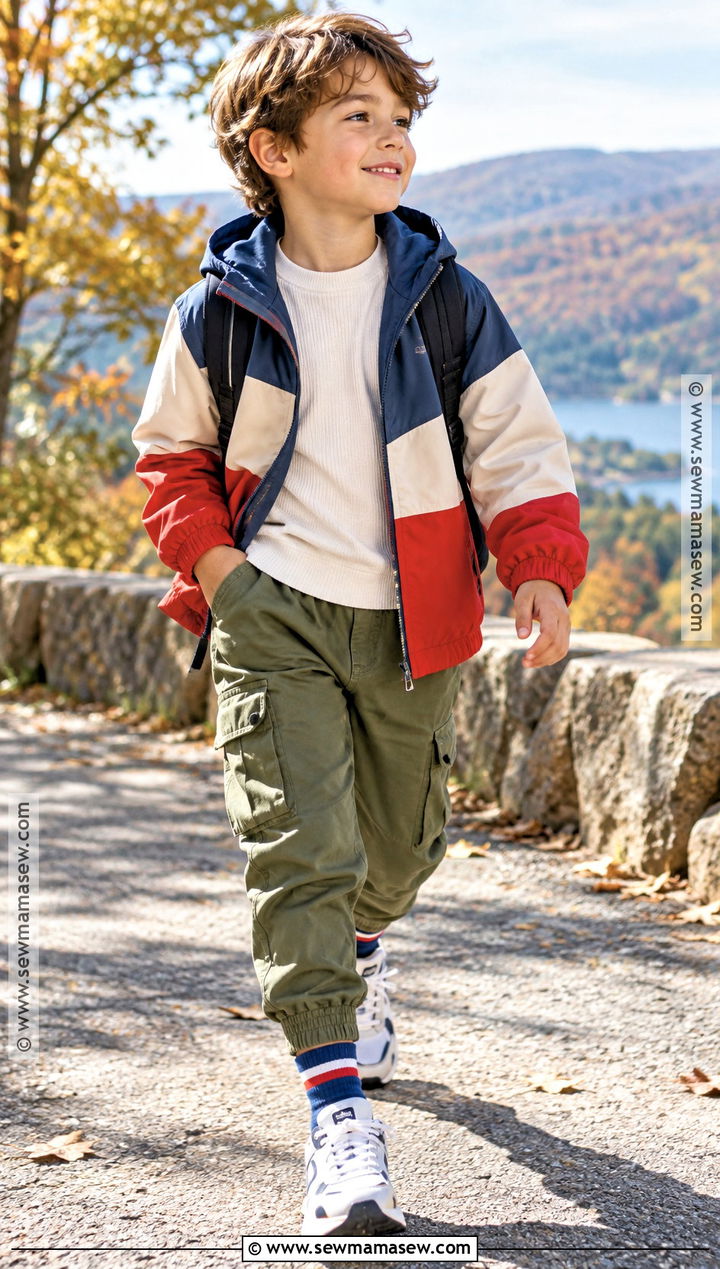 Kids Color Block Windbreaker Outfit - 15 Fun Fall Fashion Ideas for Kids