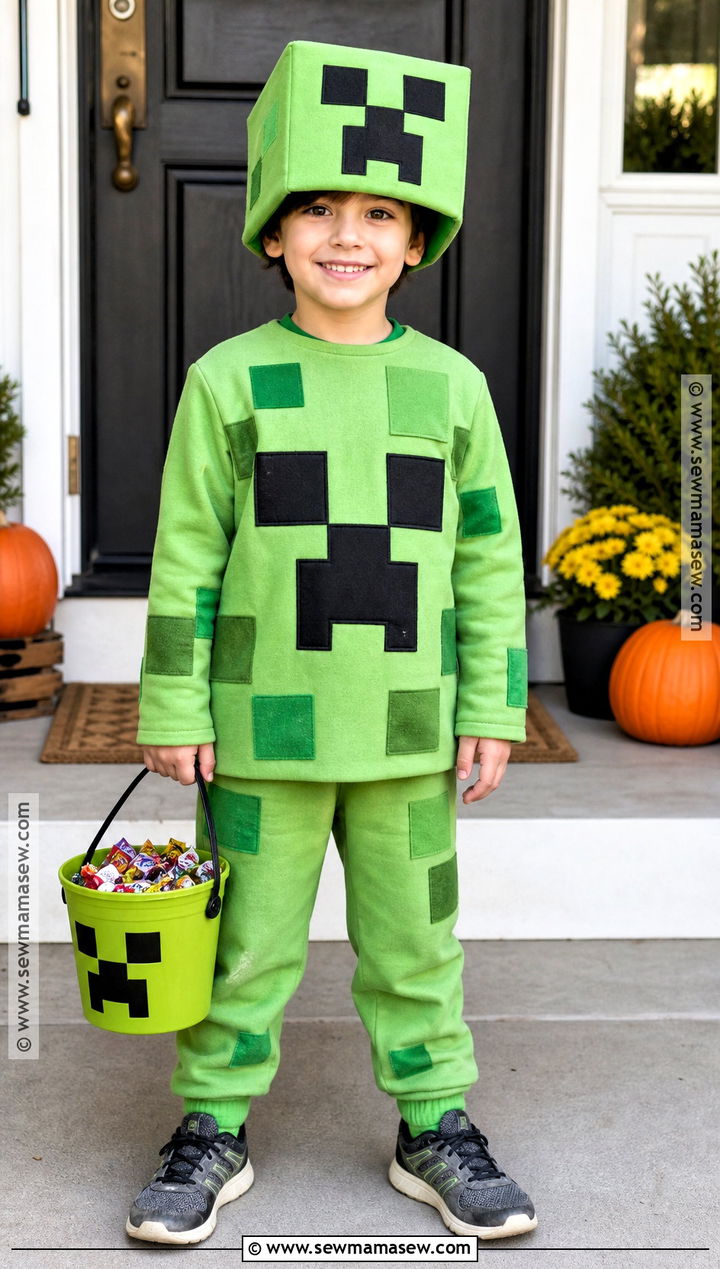 Kids Creeper Costume With Green Pajamas - 30 creeper costume ideas