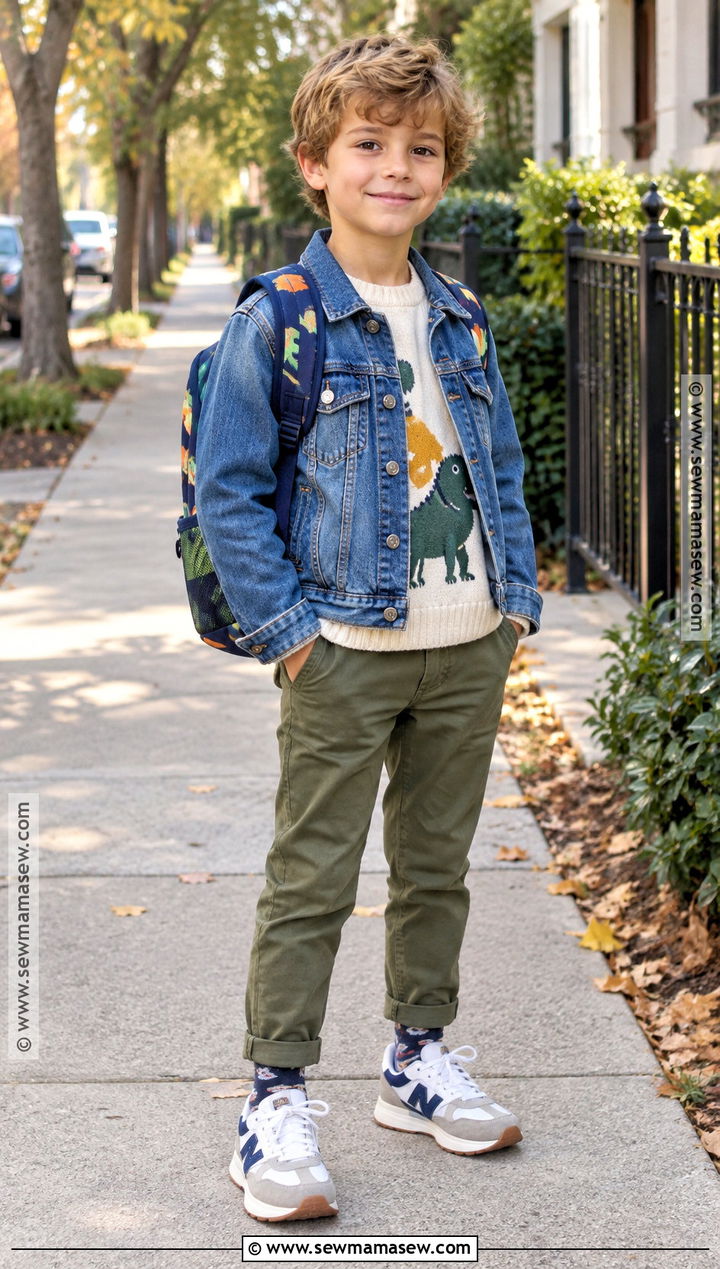 Kids Denim Jacket And Chino Outfit - 15 Fun Fall Fashion Ideas for Kids