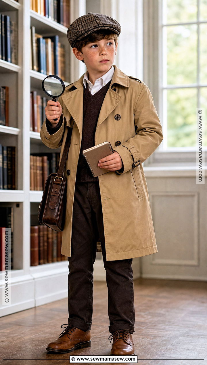 Kids Detective Costume With Brown Trench Coat - 35 kids halloween costume ideas