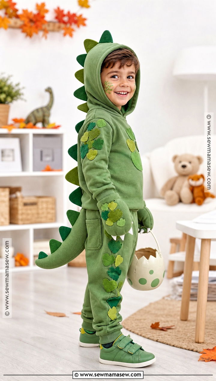 Kids Dinosaur Costume With Green Hoodie - 50 halloween costumes ideas