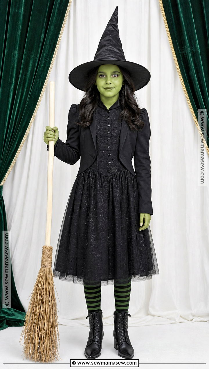 Kids Elphaba Costume With Green Face Paint - 35 kids halloween costume ideas