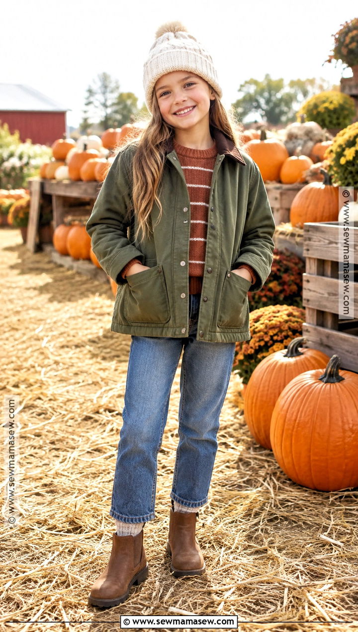 Kids Fall Barn Jacket And Straight Jeans Outfit - 15 fall fashion ideas for kids