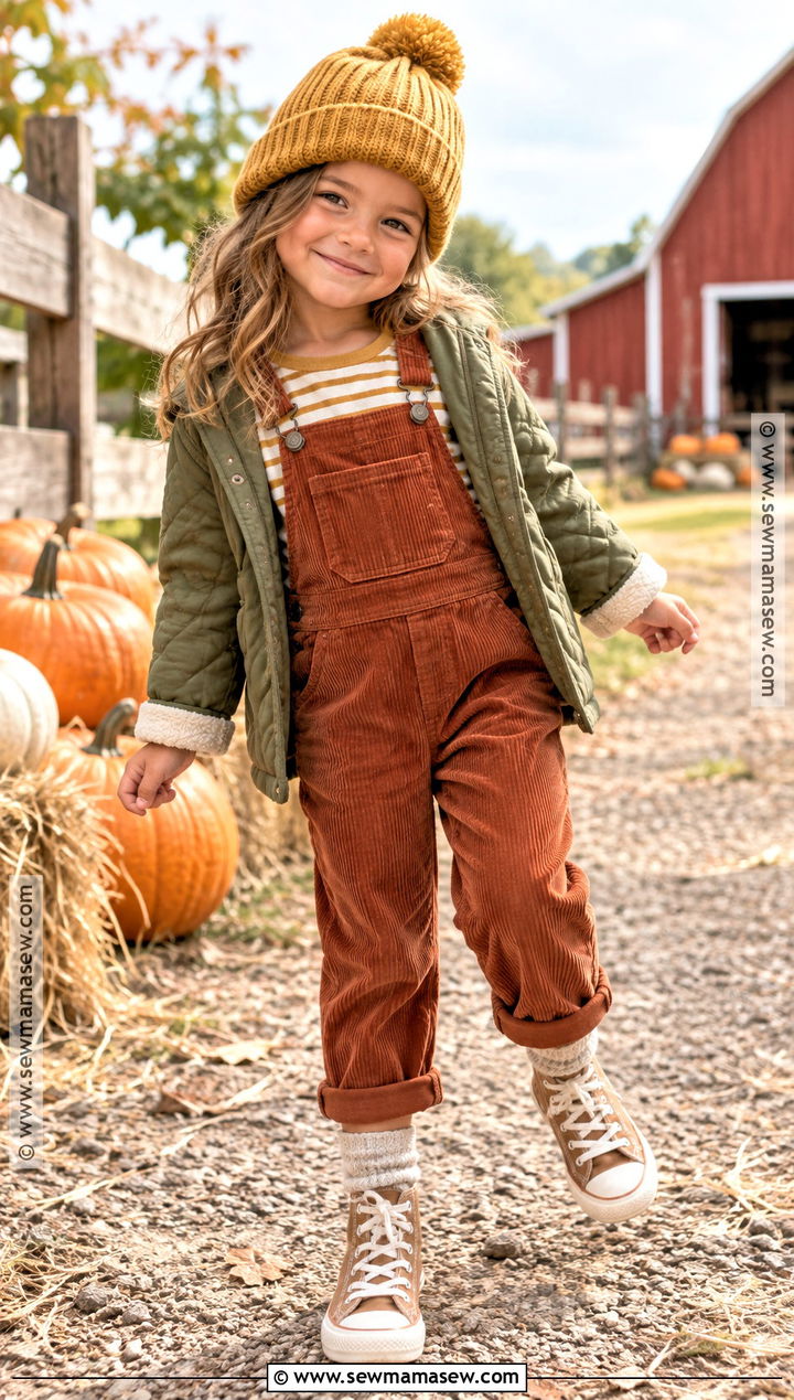 Kids Fall Corduroy Overalls Outfit - 25 kids fall outfits