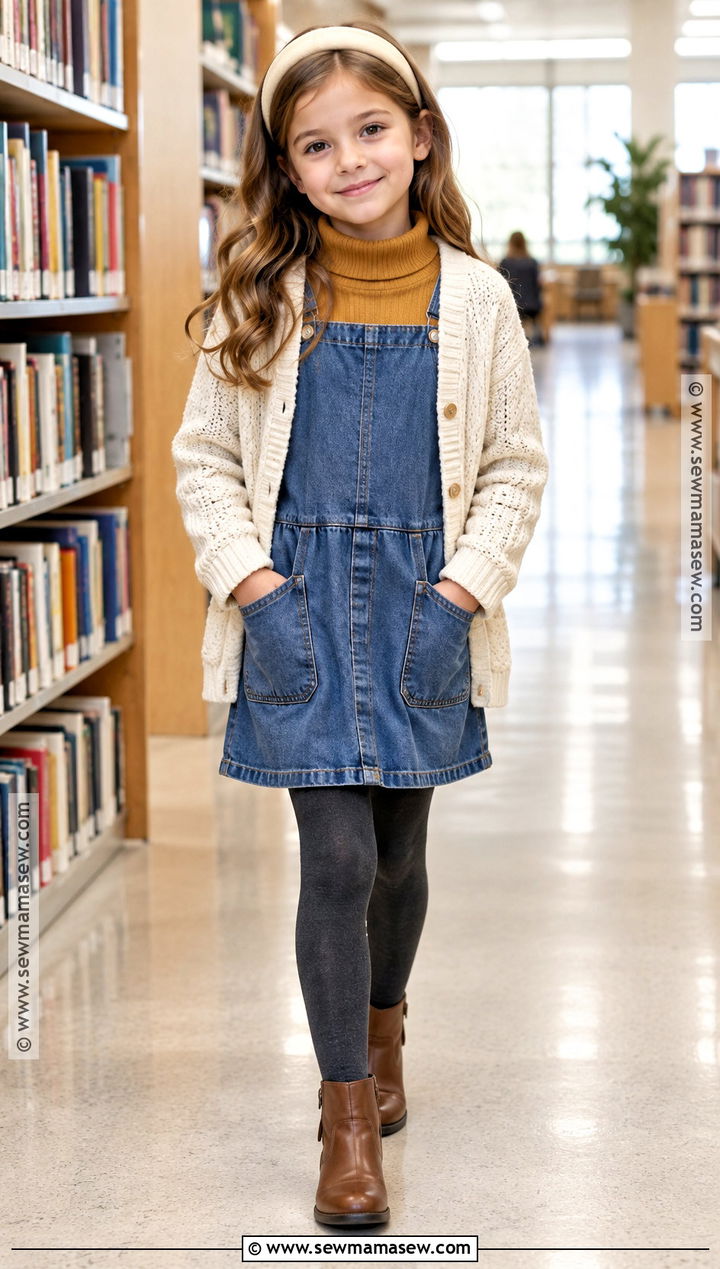 Kids Fall Denim Dress Outfit - 25 kids fall outfits