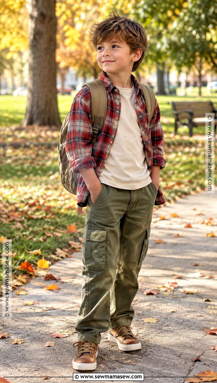 Kids Fall Flannel And Cargo Pants Outfit - 15 fall fashion ideas for kids
