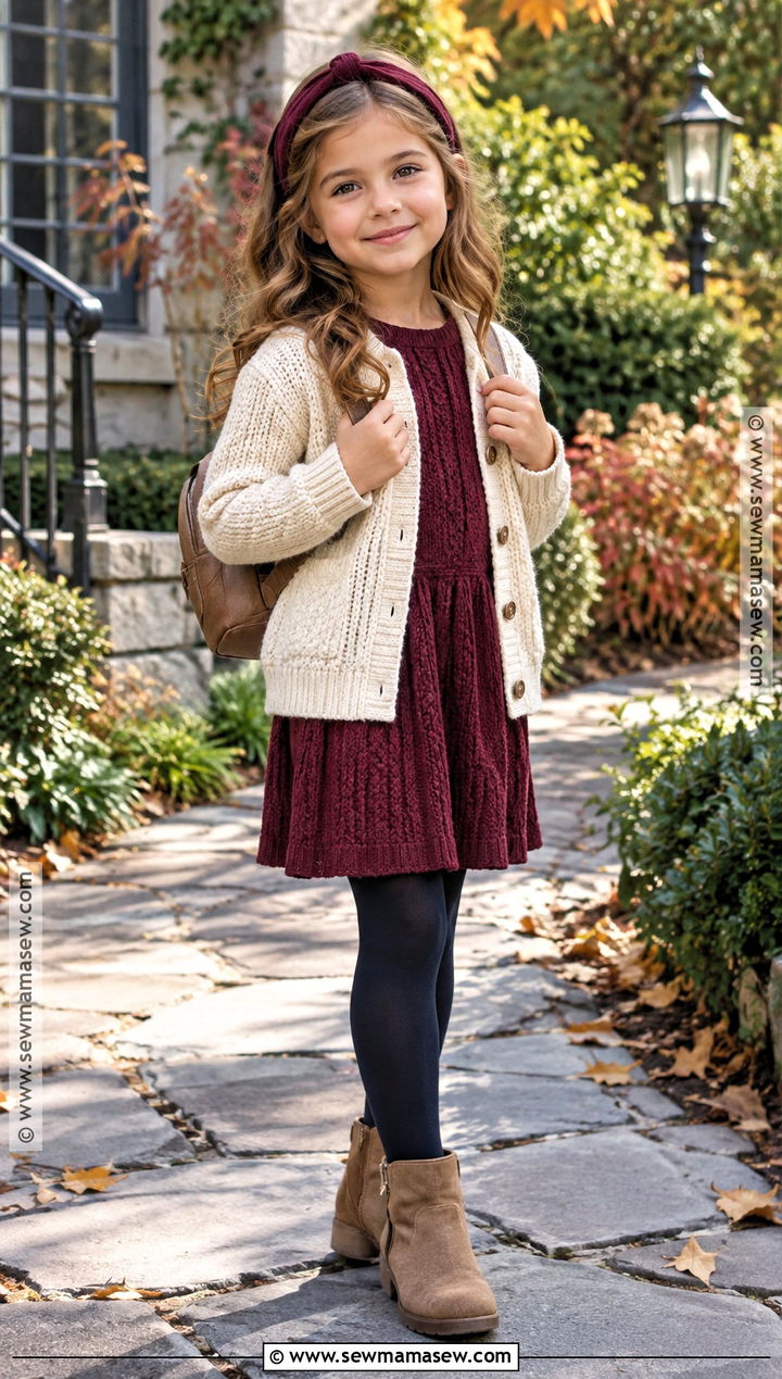 Kids Fall Knit Dress And Tights Set - 15 kids fall clothing set ideas