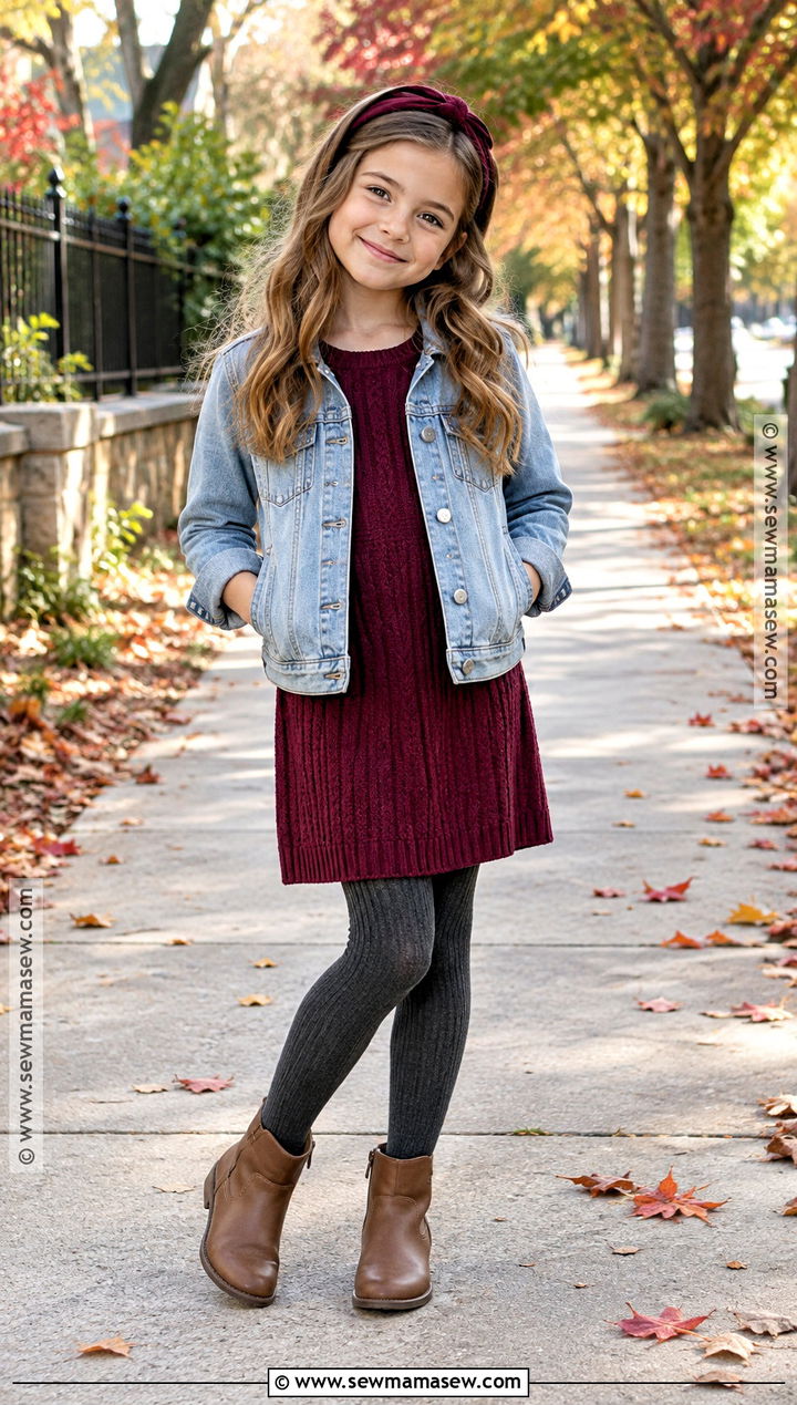 Kids Fall Outfit With Sweater Dress And Boots - 15 cute fall outfits for kids