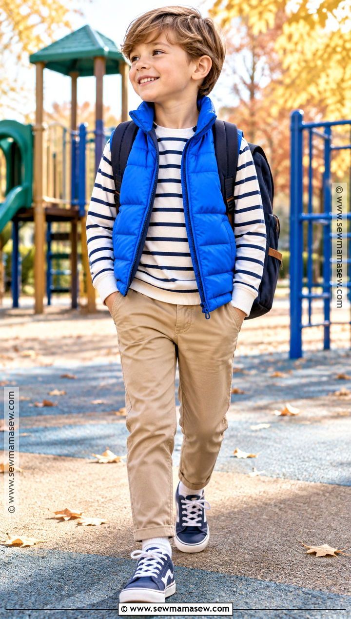 Kids Fall Puffer Vest And Chino Pants Set - 15 kids fall clothing set ideas