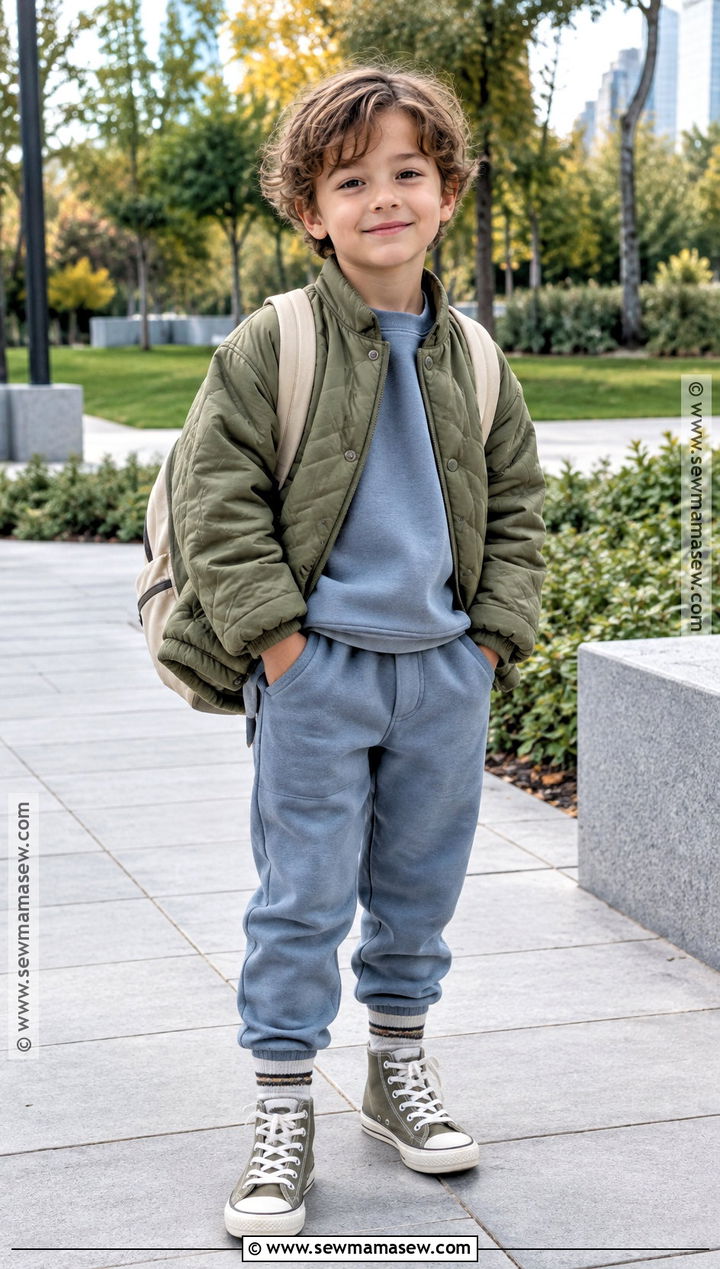 Kids Fall Quilted Jacket And Matching Set - 15 kids fall clothing set ideas