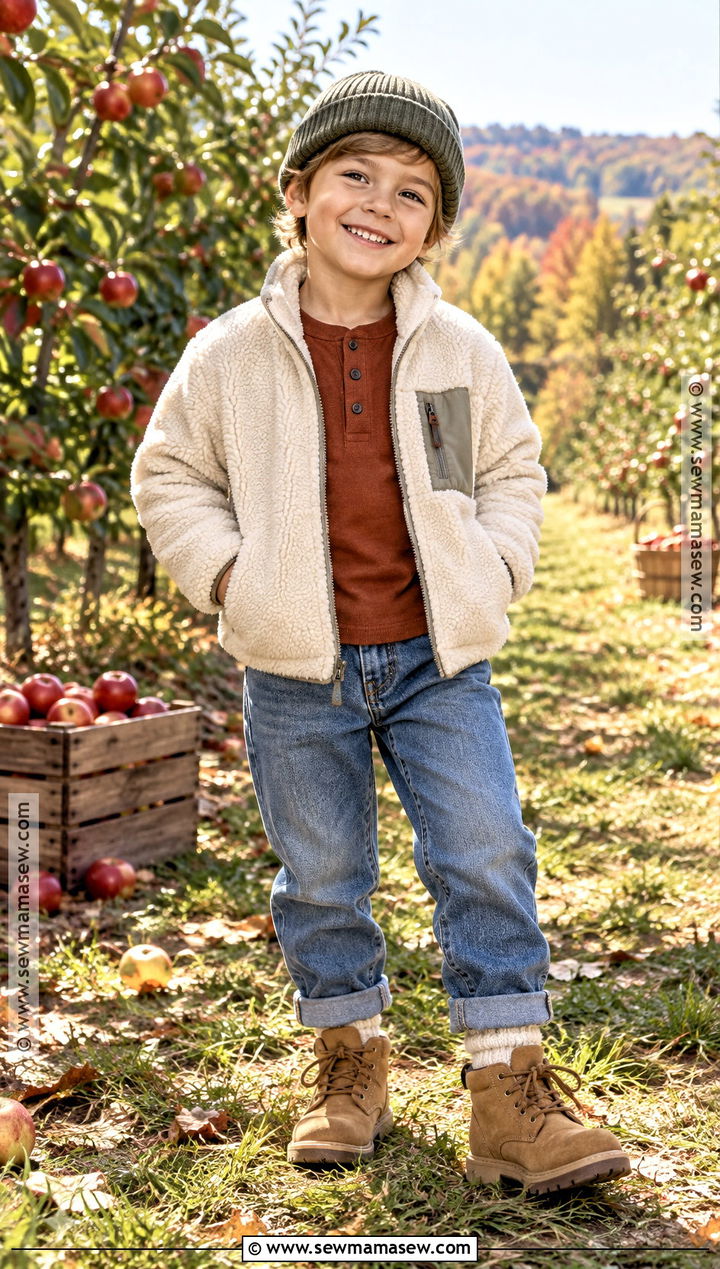 Kids Fall Sherpa Jacket And Denim Set - 15 kids fall clothing set ideas