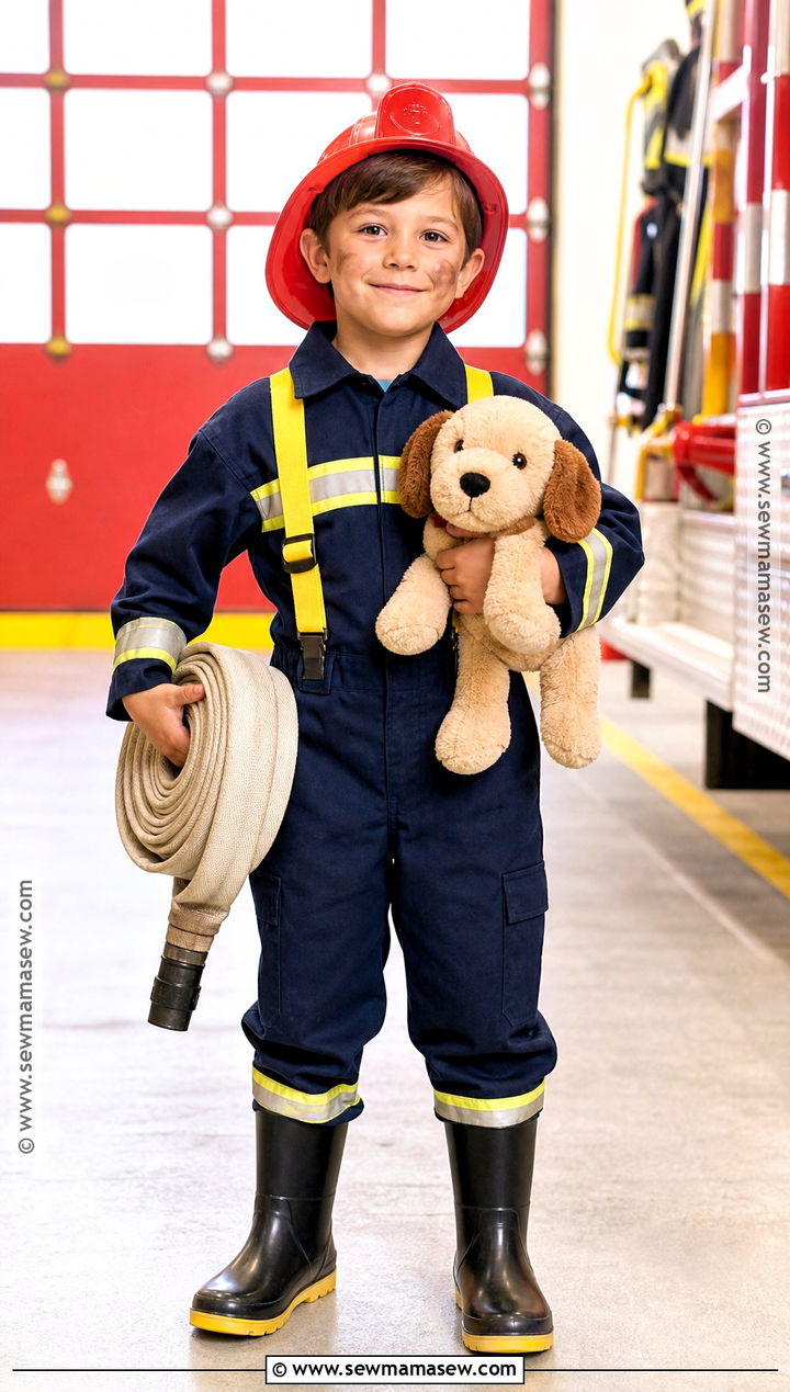 Kids Firefighter Costume With Yellow Suspenders - 35 kids costume ideas