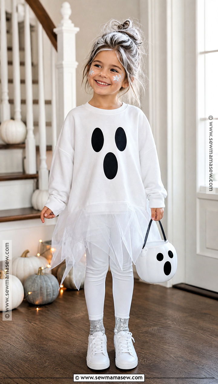 Kids Friendly Ghost Costume With White Tulle - 35 kids costume ideas