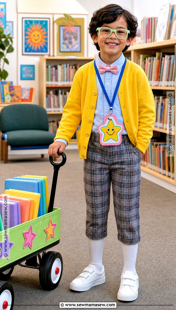 Kids Librarian Costume With Book Cart - 30 librarian costume ideas