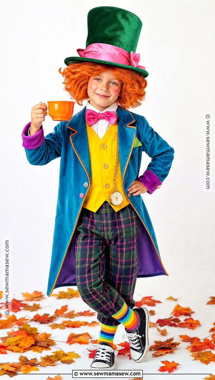 Kids Mad Hatter Costume With Colorful Coat - 50 mad hatter costume ideas