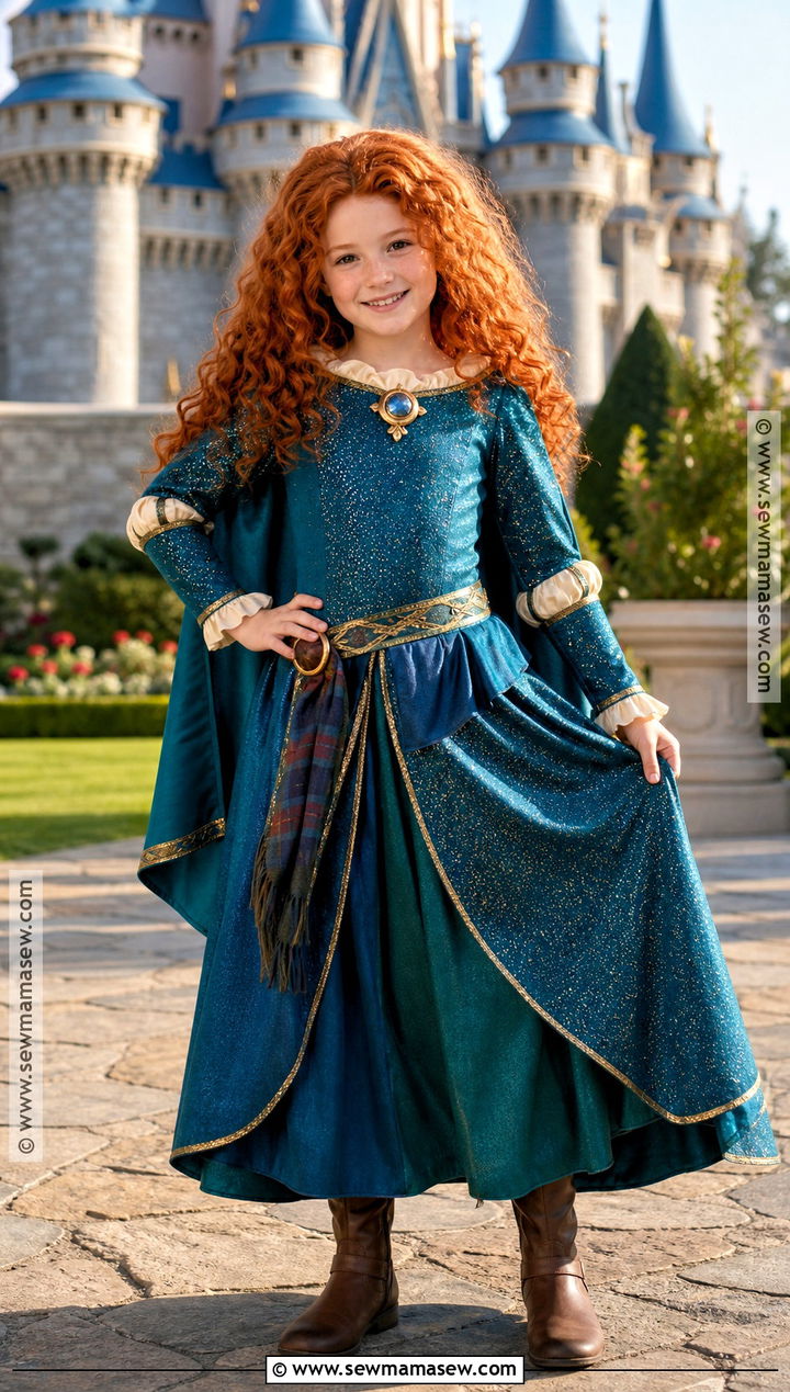Kids Merida Costume With Sparkly Blue Gown - 30 Merida Halloween Costume Ideas