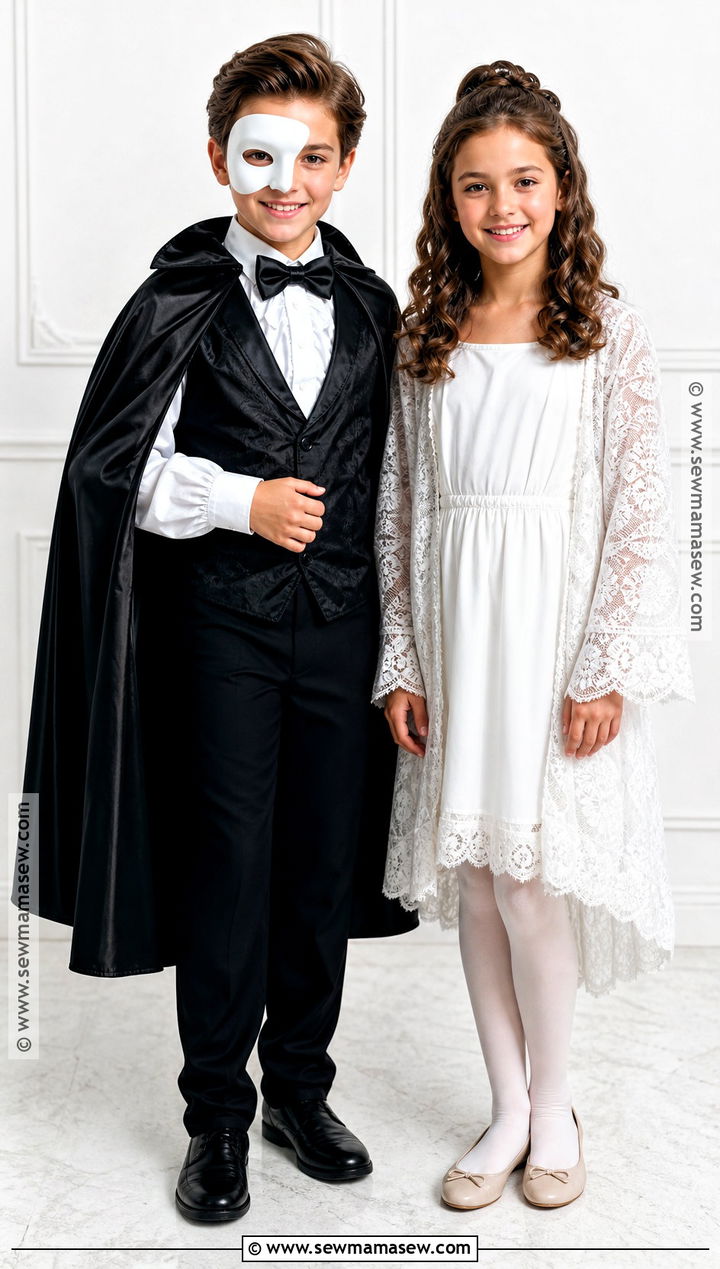 Kids Phantom And Christine Costume - 30 Phantom Of The Opera Halloween Costumes
