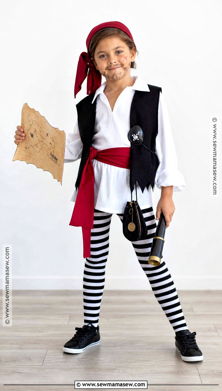 Kids Pirate Costume With Striped Leggings - 30 last minute pirate costume ideas