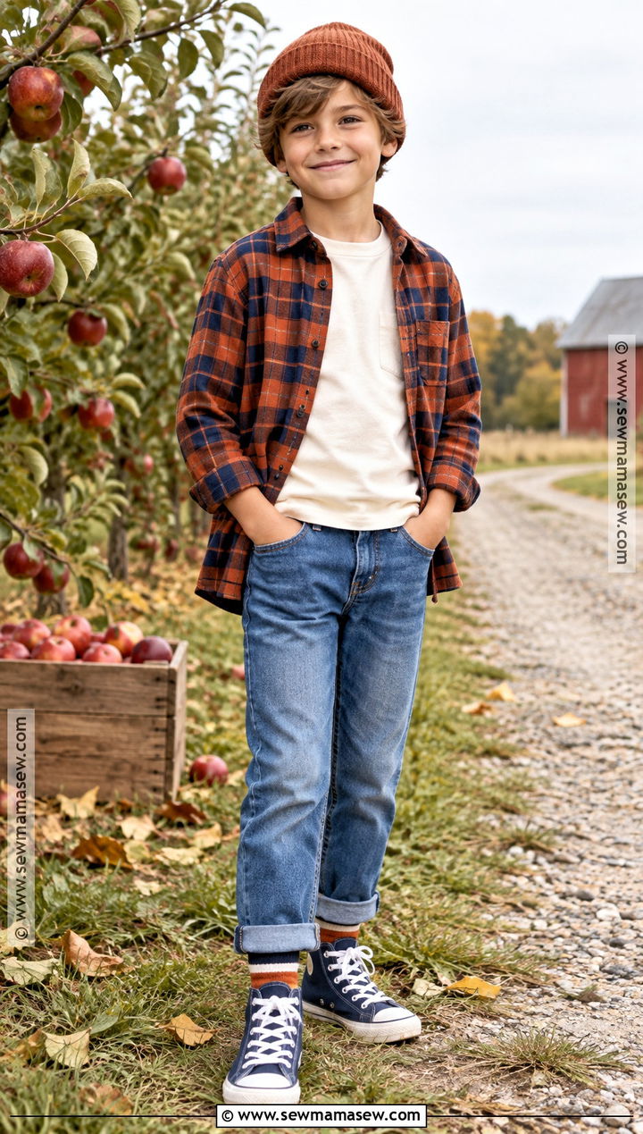 Kids Plaid Overshirt Outfit - 15 Fun Fall Fashion Ideas for Kids