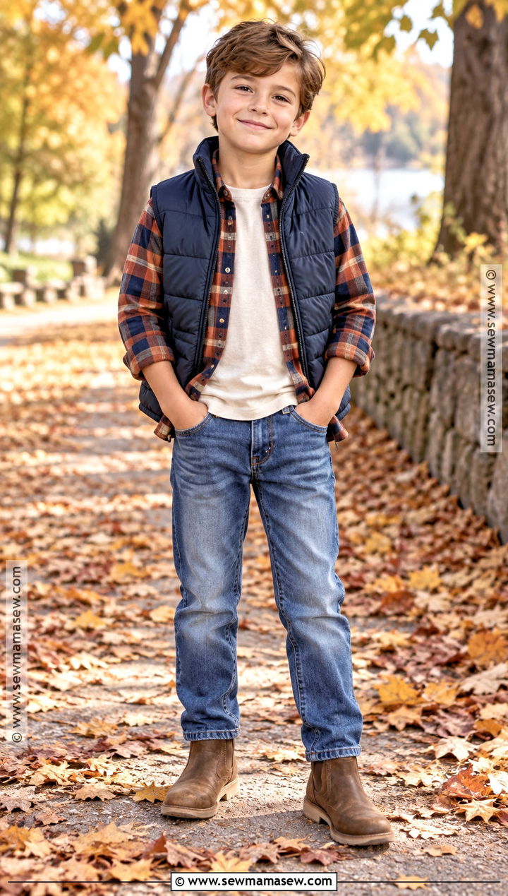 Kids Plaid Shirt And Jeans Autumn Outfit - 25 kids autumn outfits