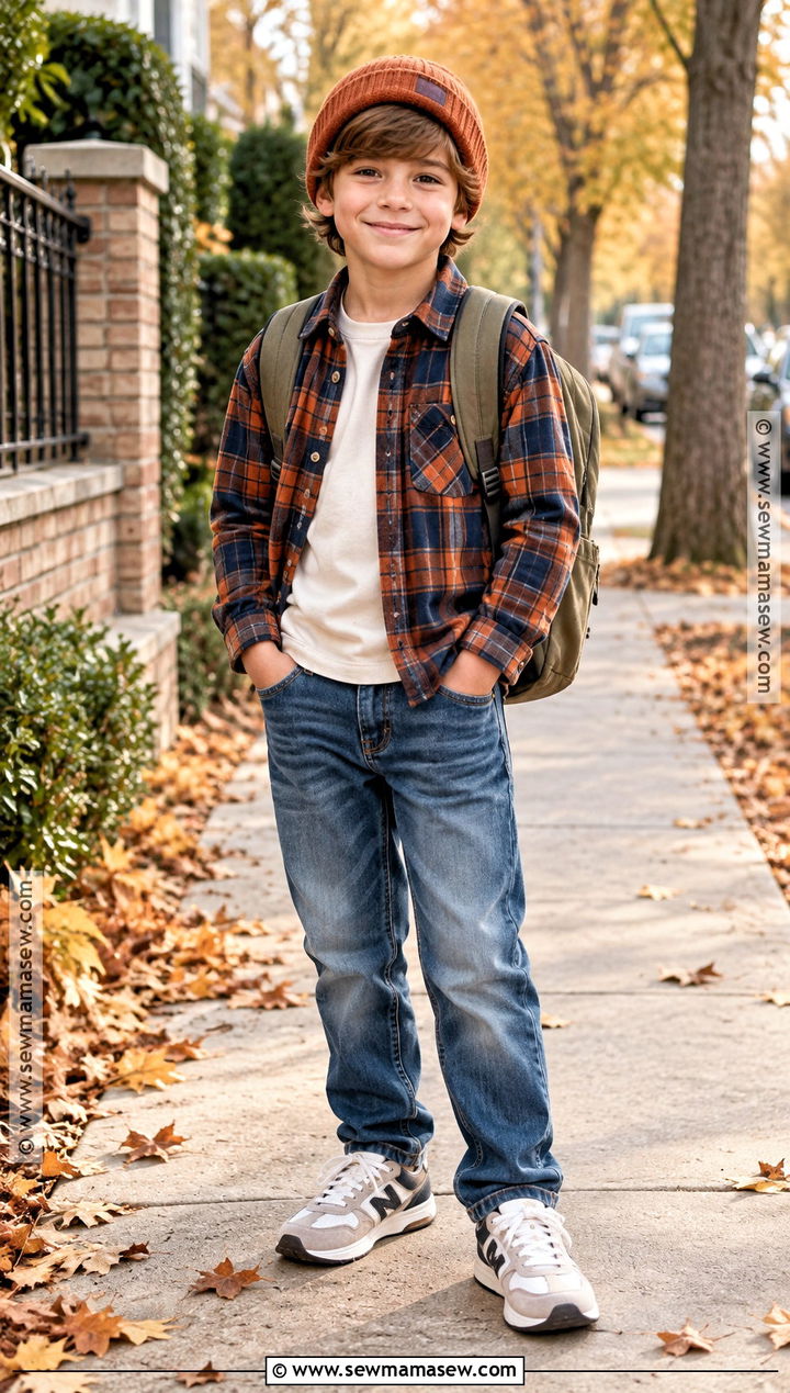 Kids Plaid Shirt And Jeans Fall Outfit - 20 kids fall fashion ideas