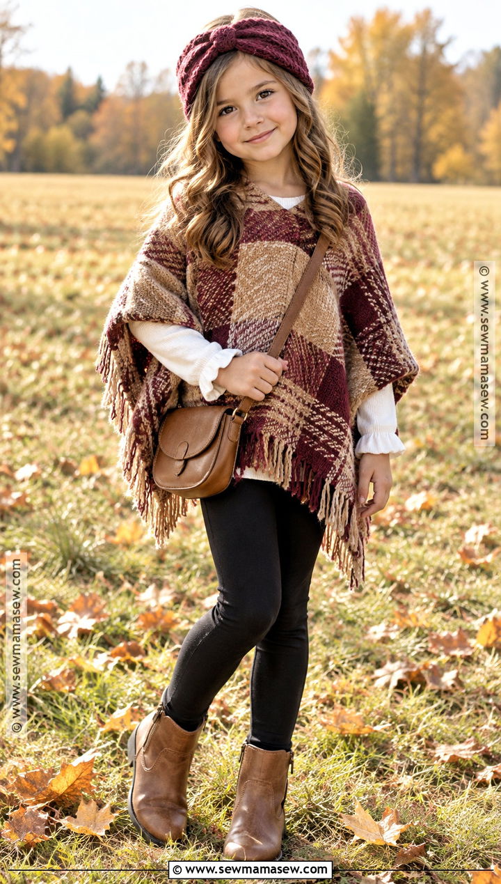 Kids Poncho And Leggings Autumn Outfit - 25 kids autumn outfits