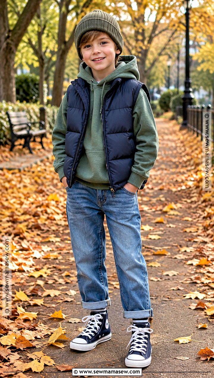 Kids Puffer Vest And Hoodie Outfit - 15 Fun Fall Fashion Ideas for Kids