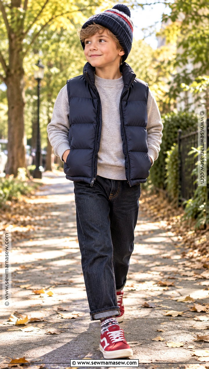 Kids Puffer Vest And Sweatshirt Autumn Outfit - 25 kids autumn outfits