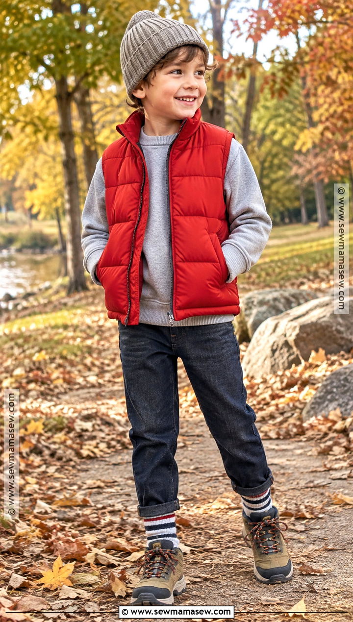 Kids Puffer Vest And Sweatshirt Fall Outfit - 20 kids fall fashion ideas