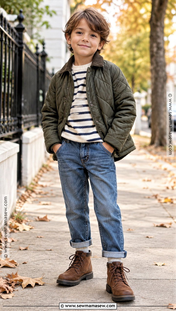 Kids Quilted Jacket And Denim Outfit - 15 kids fall clothes