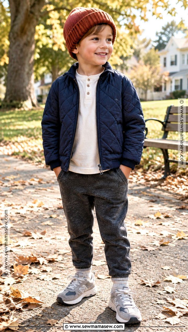 Kids Quilted Jacket And Knit Pants Autumn Outfit - 25 kids autumn outfits