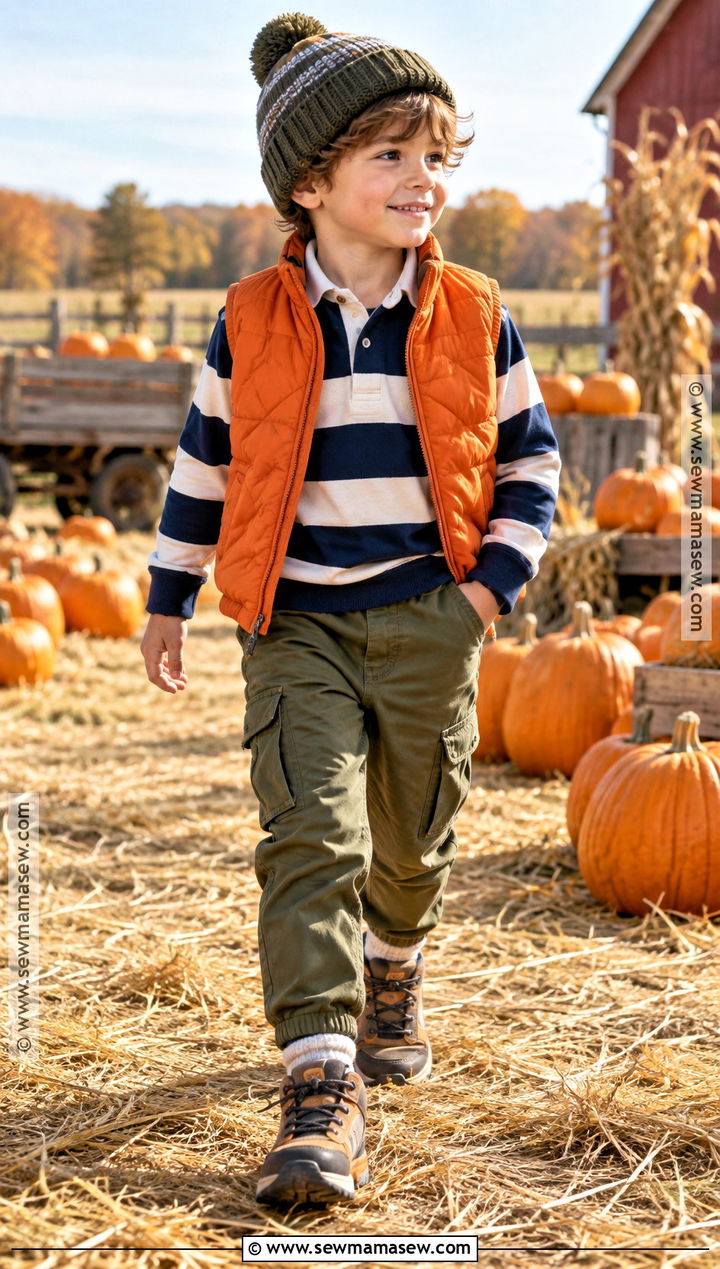 Kids Quilted Vest And Cargo Pants Outfit - 15 Fun Fall Fashion Ideas for Kids