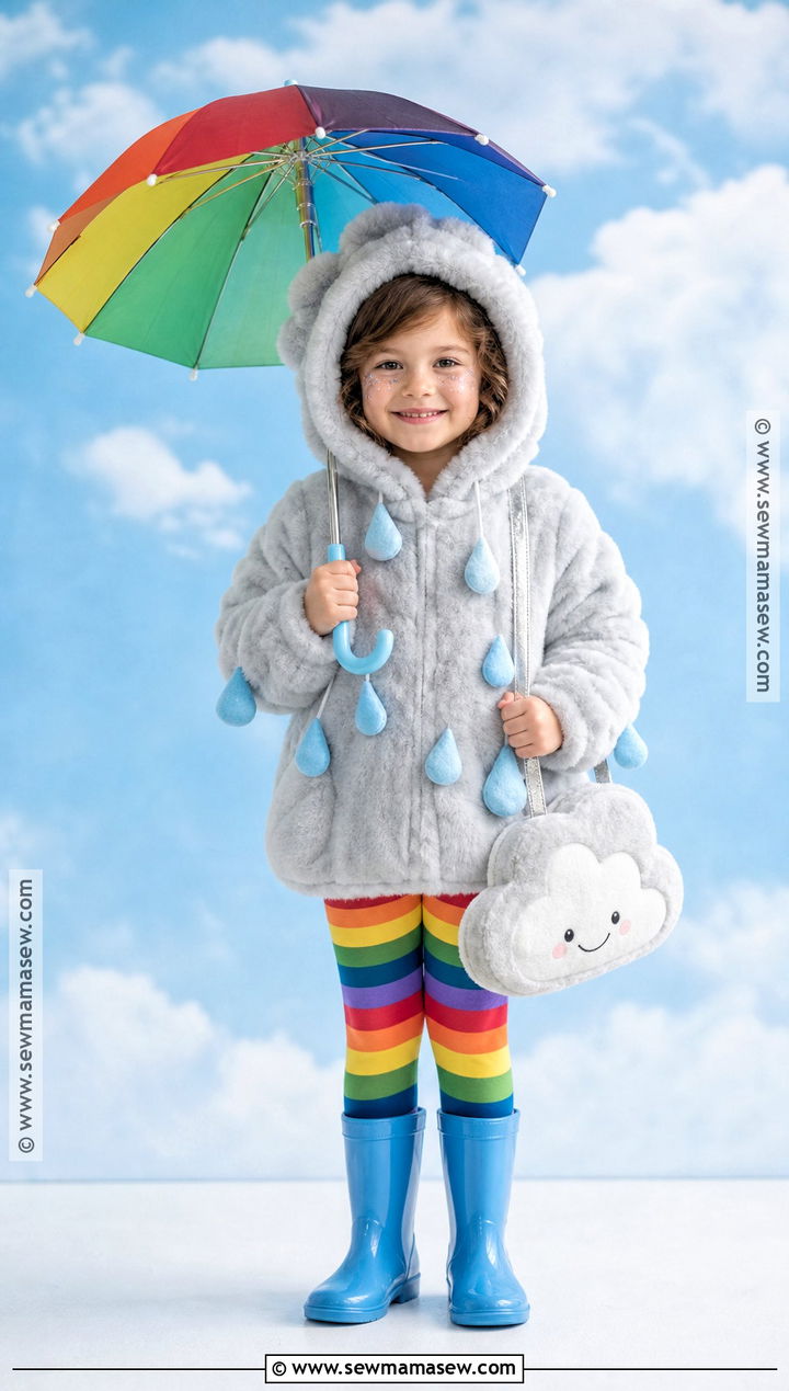 Kids Rain Cloud Costume With Rainbow Leggings - 35 kids halloween costume ideas