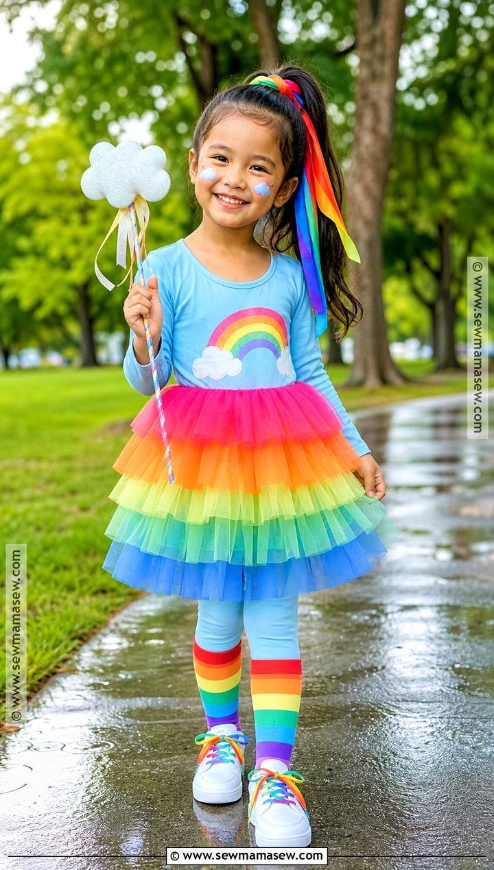 Kids Rainbow Costume With Tulle Skirt - 35 kids costume ideas
